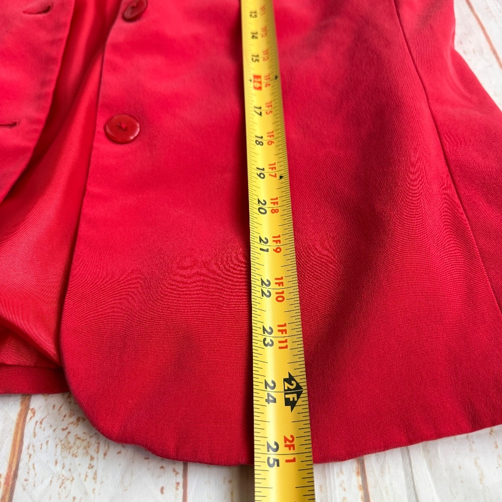 Travis Ayers | Coral Pink Silk Blazer & Skirt Set‎ | Size 12 | Two-Piece Suit - Picture 10 of 13